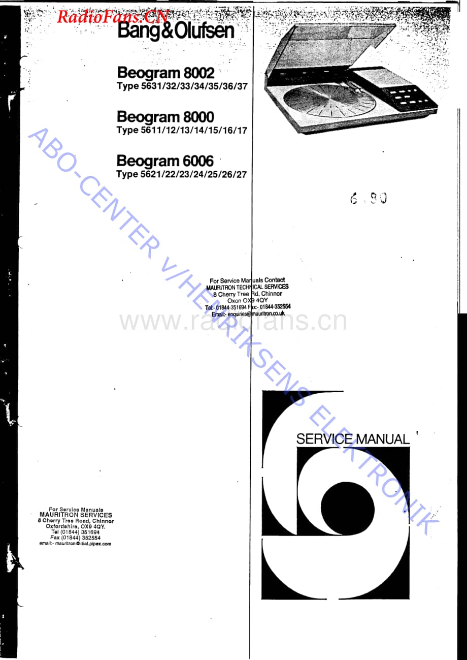 B&O-Beogram6006-type-562x维修电路图 手册.pdf_第1页