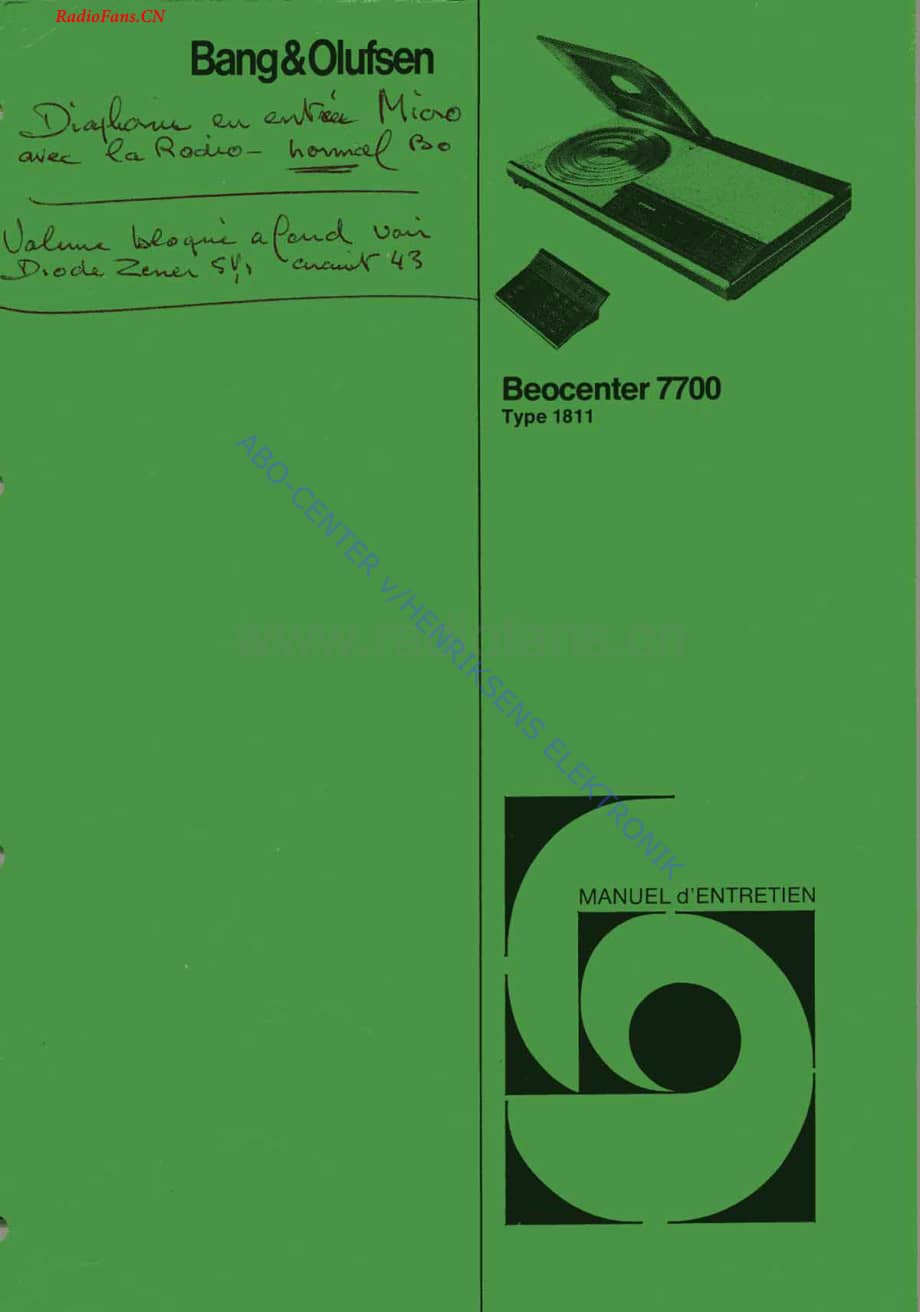 B&O-Beocenter7700-type-1811维修电路图 手册.pdf_第1页