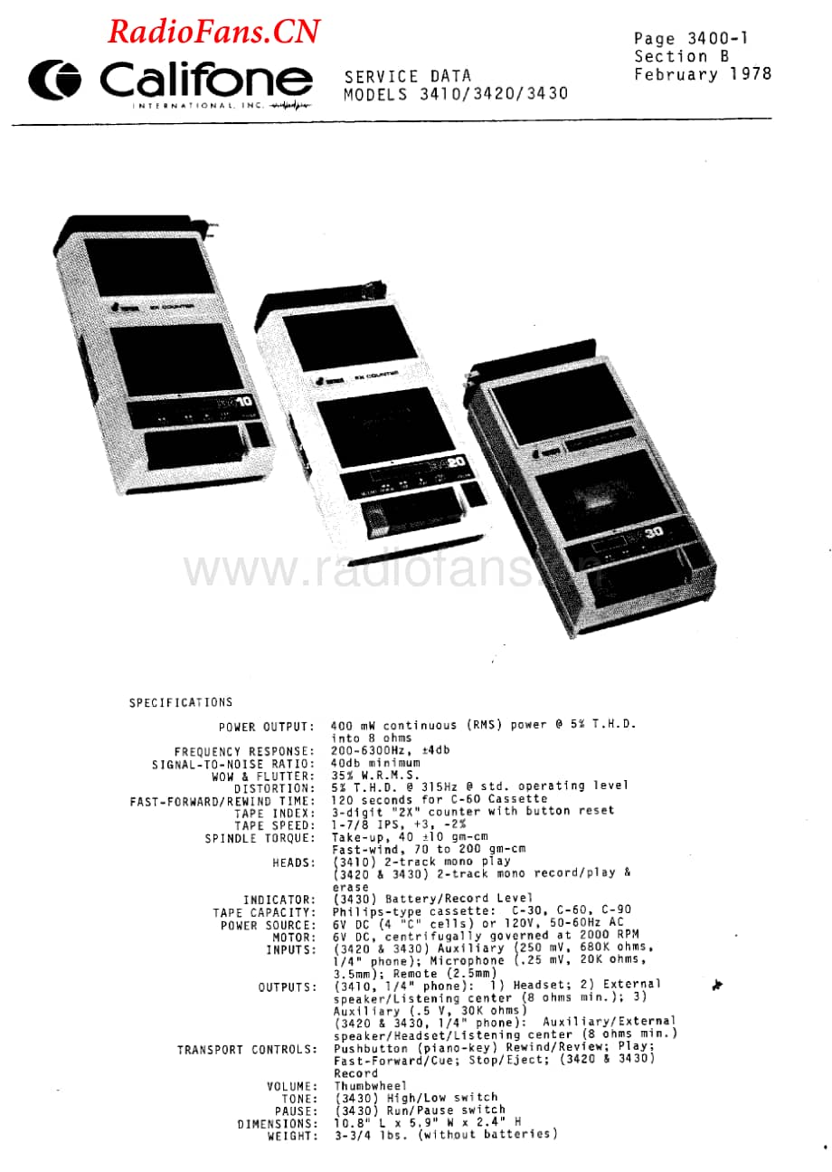 Califone-3430-tape-sm维修电路图 手册.pdf_第1页