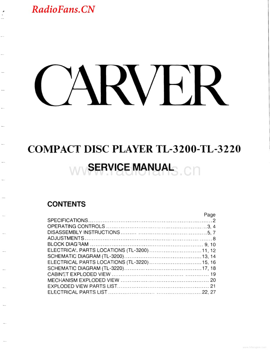 Carver-TL3200-cd-sm维修电路图 手册.pdf_第1页