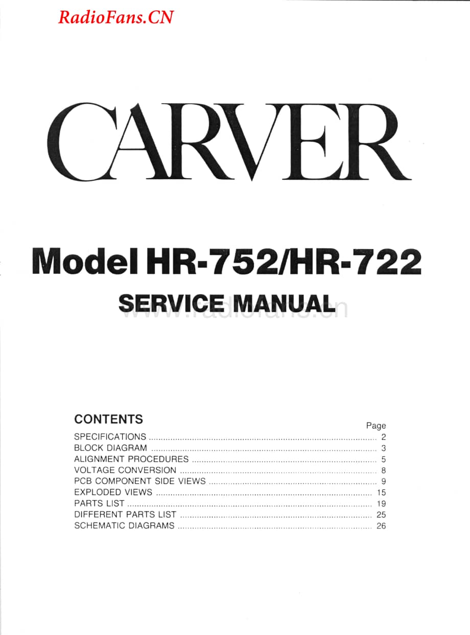 Carver-HR722-rec-sm维修电路图 手册.pdf_第1页