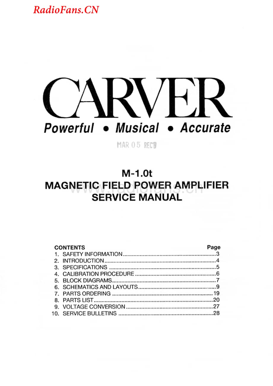 Carver-M1.0T-pwr-sm维修电路图 手册.pdf_第1页