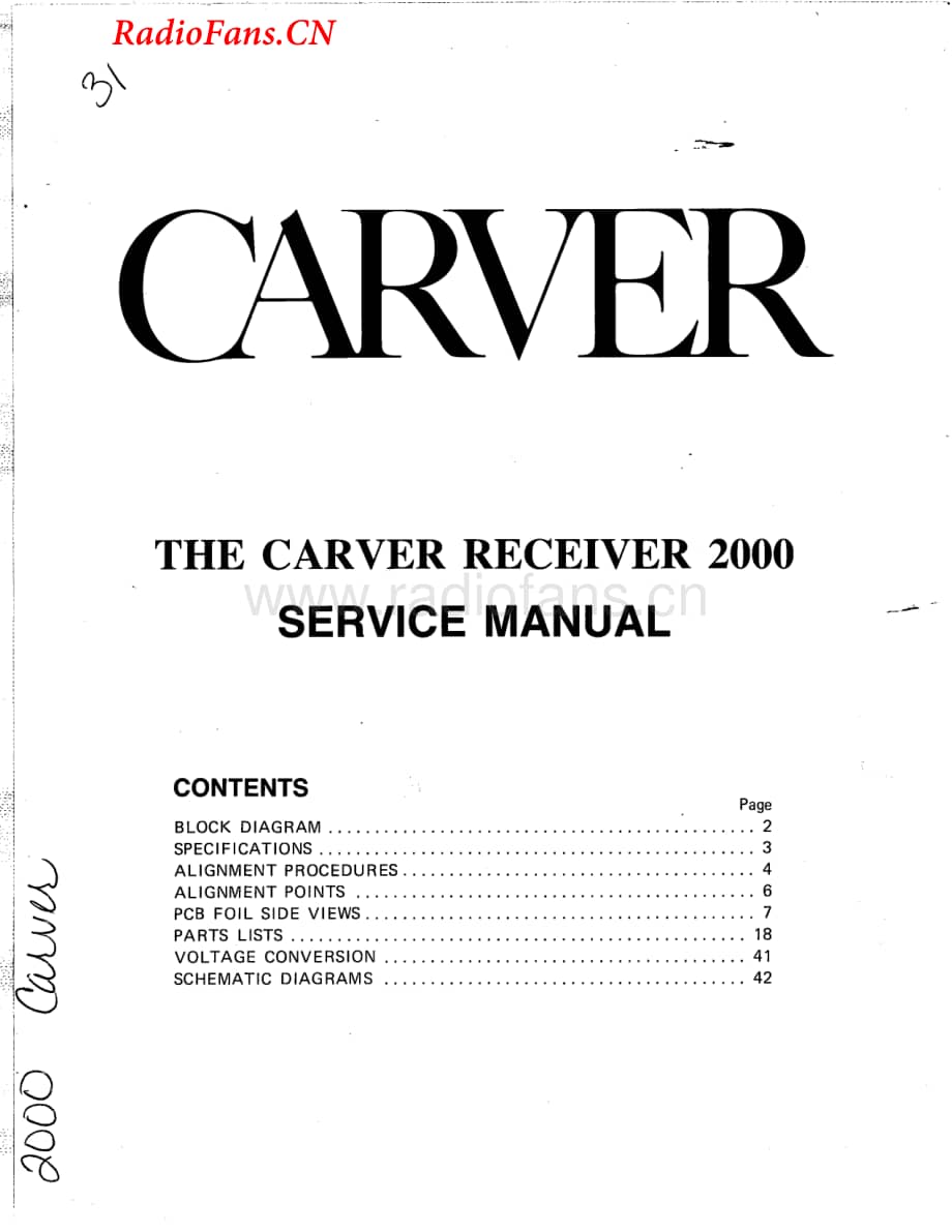 Carver-MXR2000-rec-sm维修电路图 手册.pdf_第1页