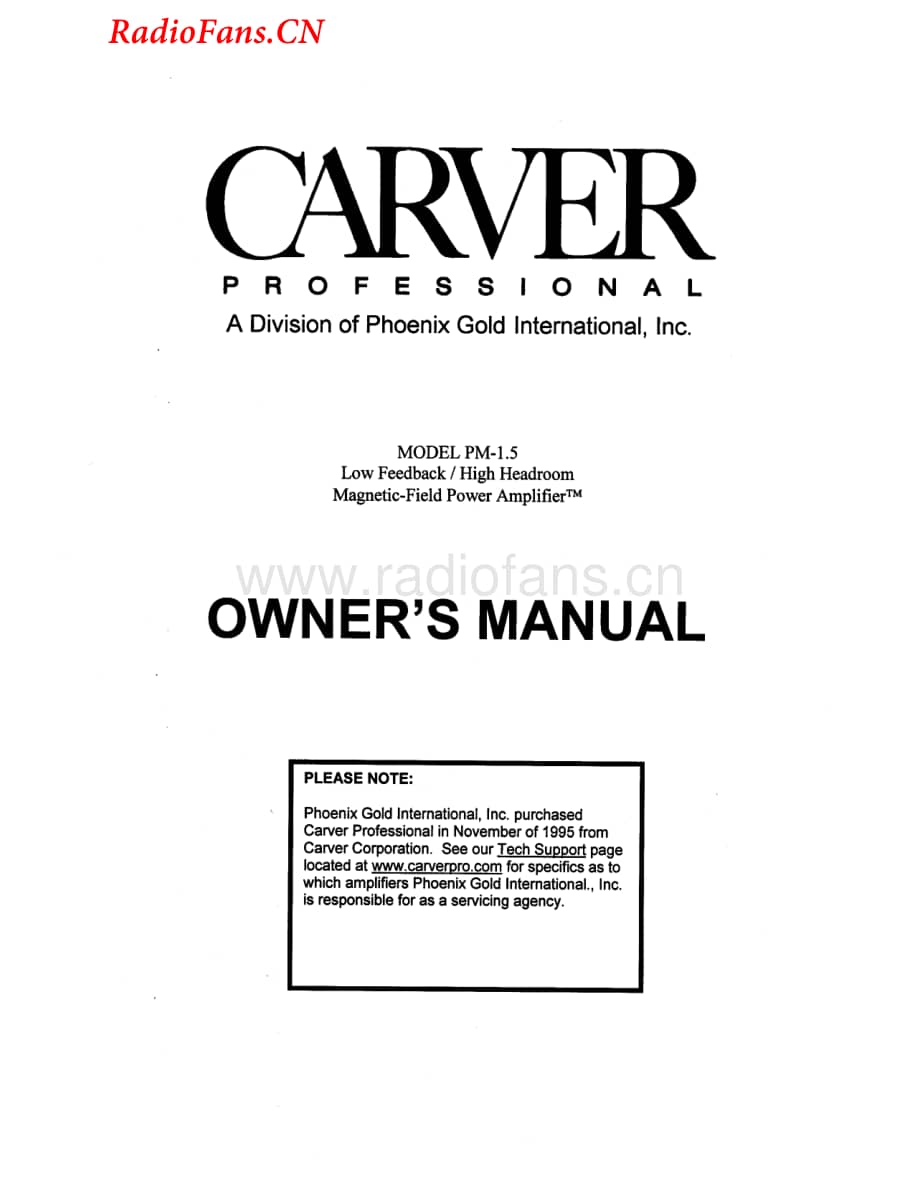 Carver-PM1.5-pwr-om维修电路图 手册.pdf_第1页