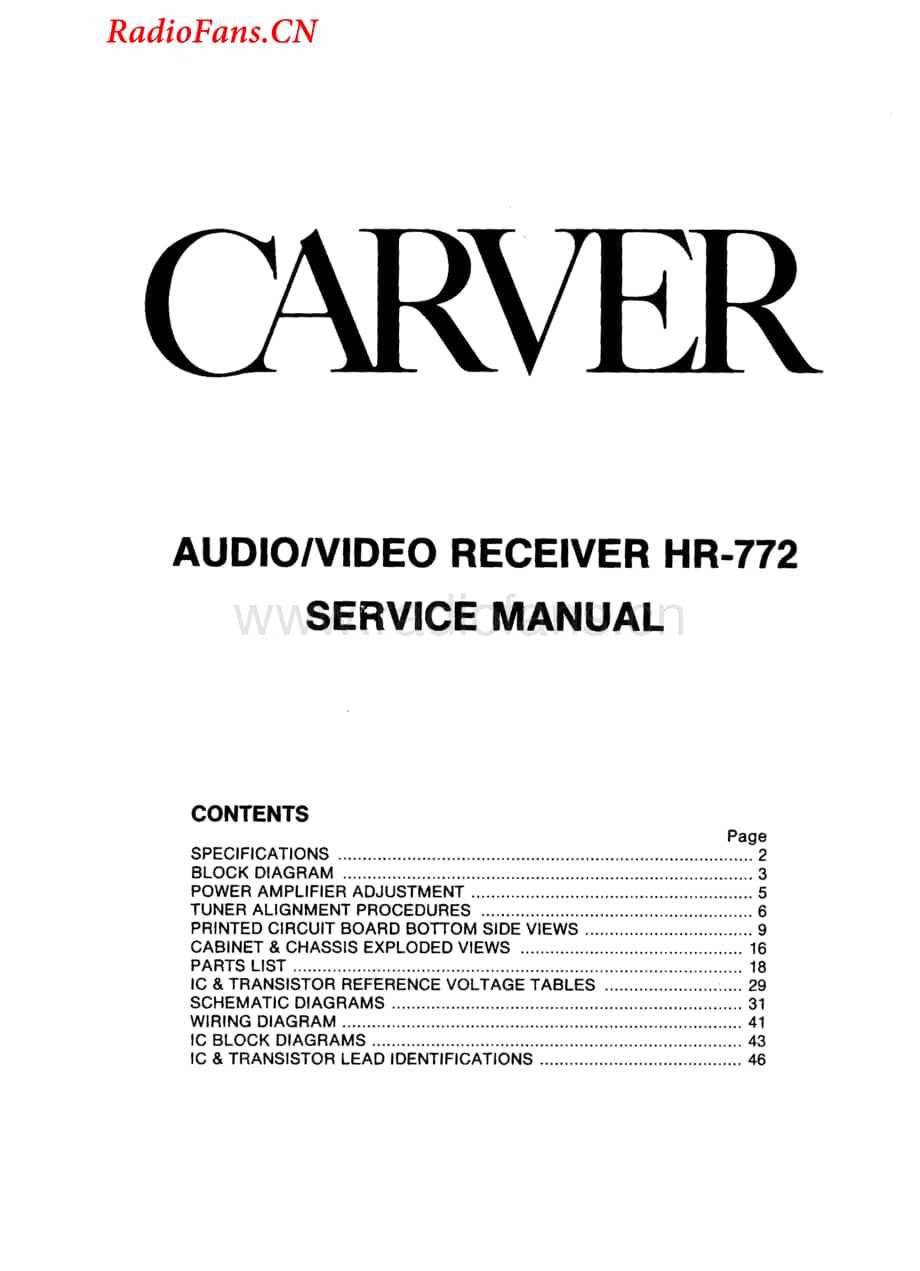 Carver-HR772-rec-sm维修电路图 手册.pdf_第1页