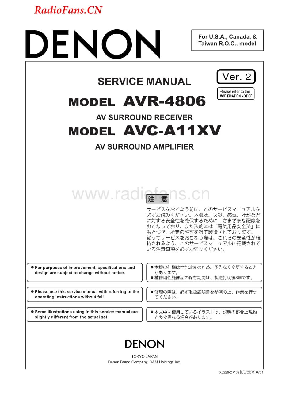 Denon-AVCA11XV-avr-sm维修电路图 手册.pdf_第1页