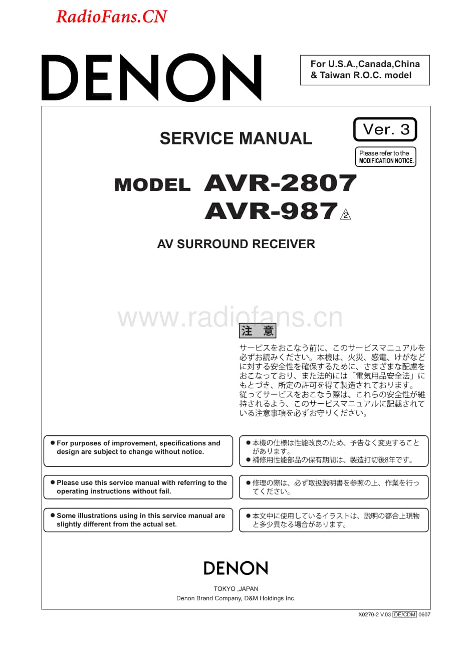 Denon-AVR2807-avr-sm维修电路图 手册.pdf_第1页