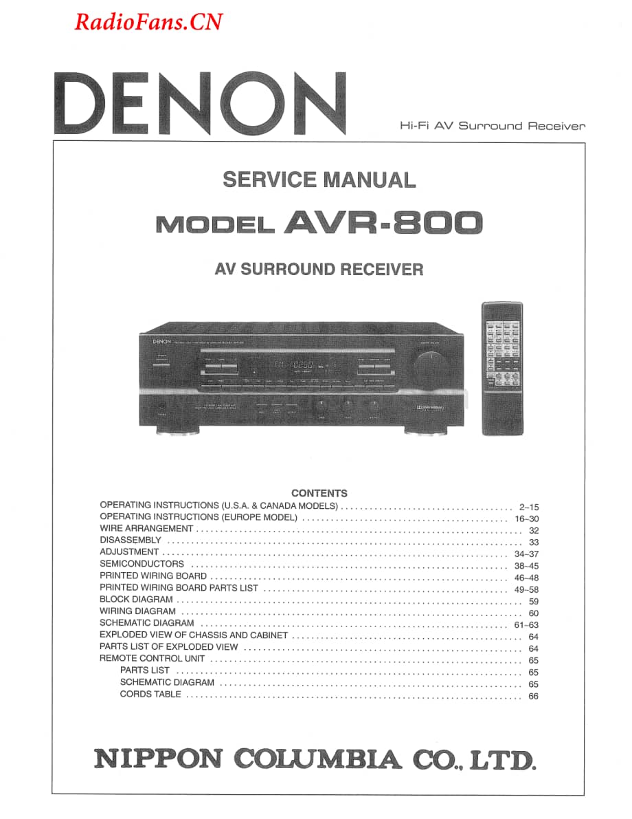 Denon-AVR800-avr-sm维修电路图 手册.pdf_第1页