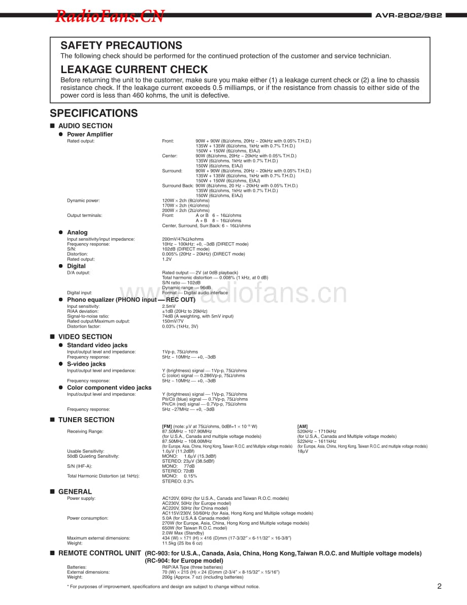 Denon-AVR2802-av-sm维修电路图 手册.pdf_第2页