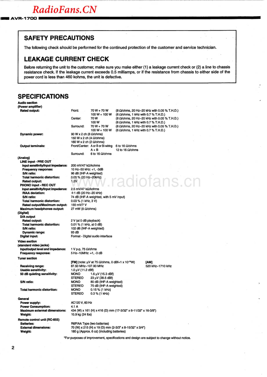 Denon-AVR1700-avr-sm维修电路图 手册.pdf_第2页