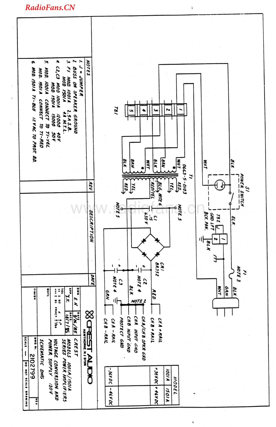 Crest-1001A-pwr-sch维修电路图 手册.pdf_第1页