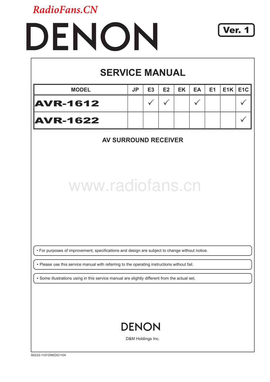 Denon-AVR1622-avr-sm维修电路图 手册.pdf_第1页