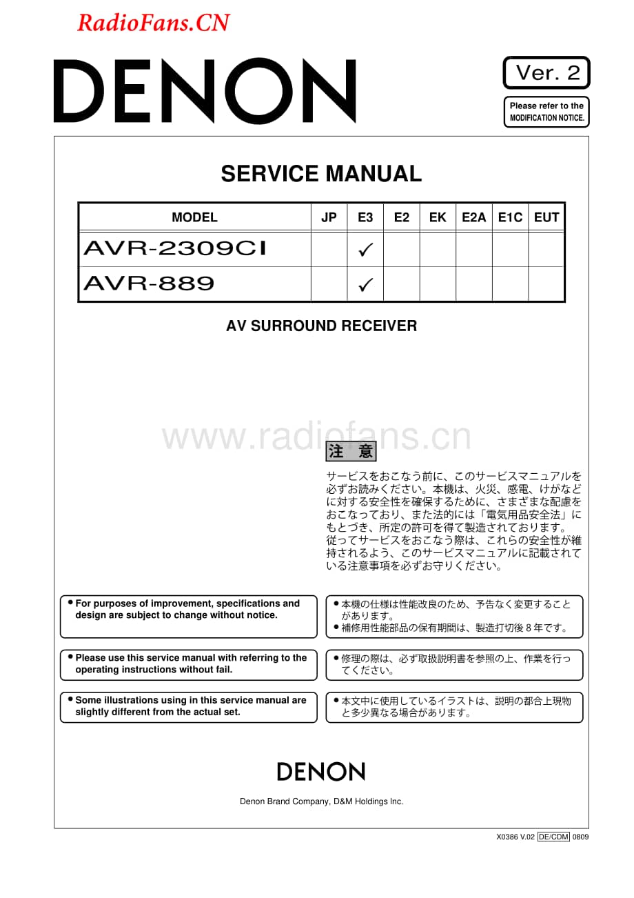 Denon-AVR2309CI-avr-sm维修电路图 手册.pdf_第1页