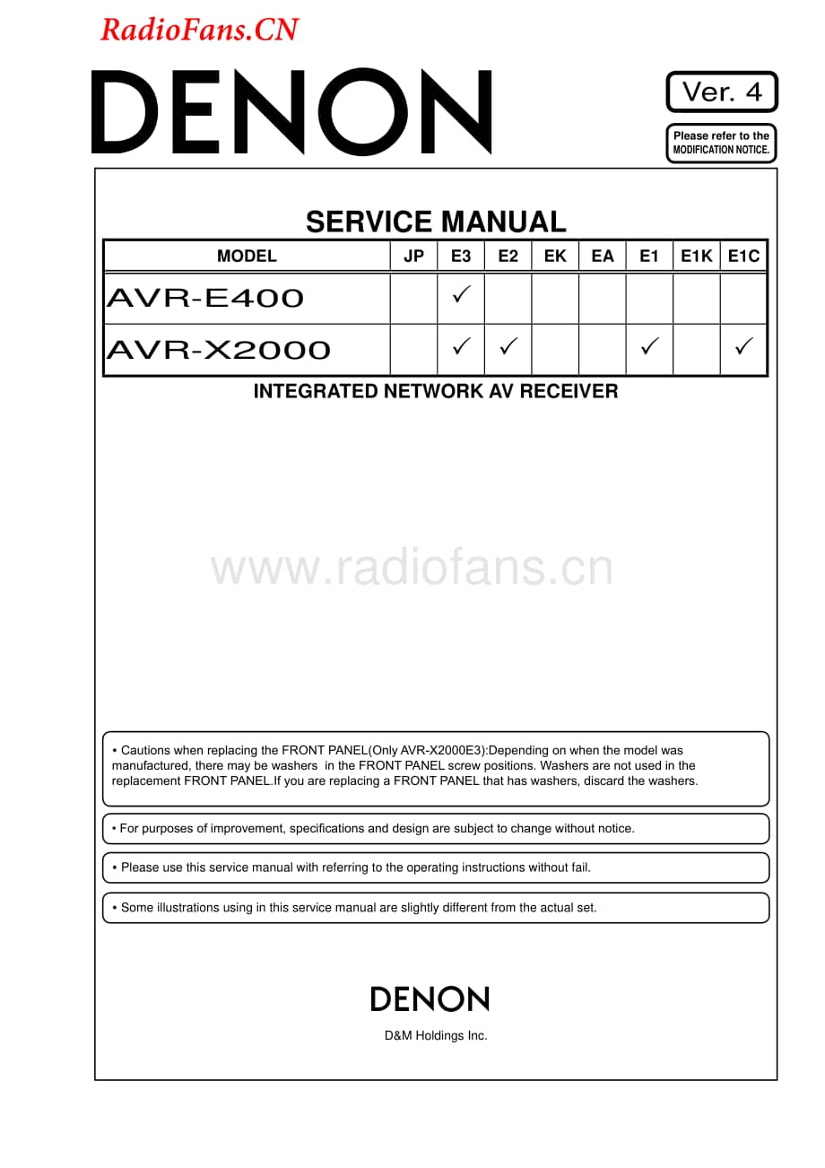 Denon-AVRE400-avr-sm维修电路图 手册.pdf_第1页