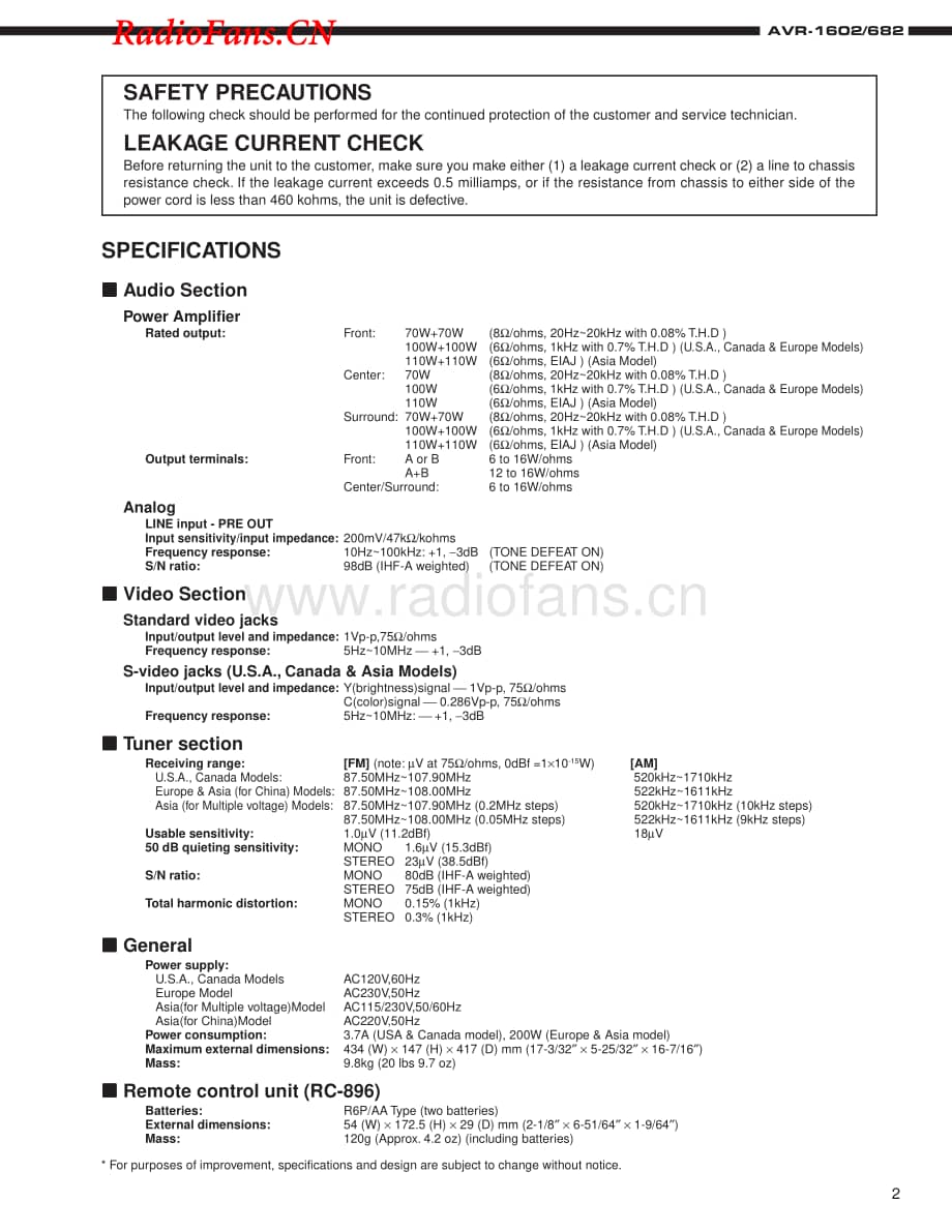 Denon-AVR1602-avr-sm维修电路图 手册.pdf_第2页