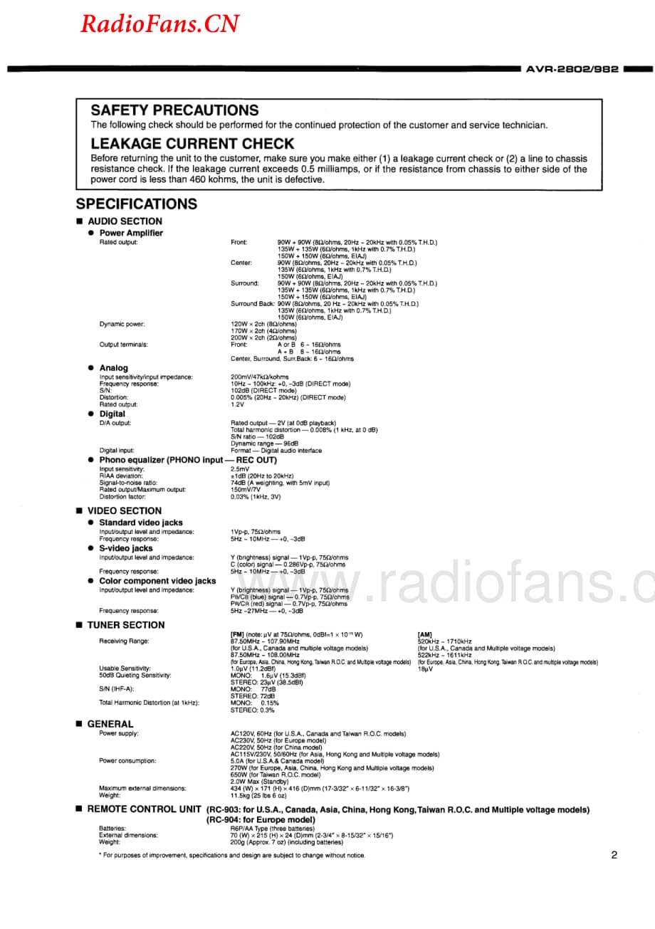 Denon-AVR2802-avr-sm维修电路图 手册.pdf_第2页