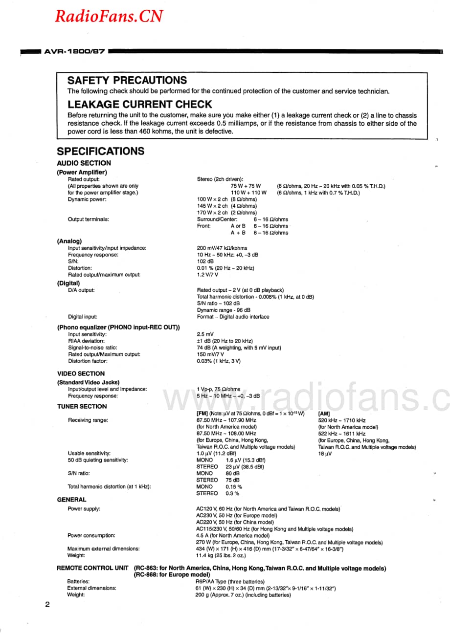 Denon-AVR1800-avr-sm维修电路图 手册.pdf_第2页