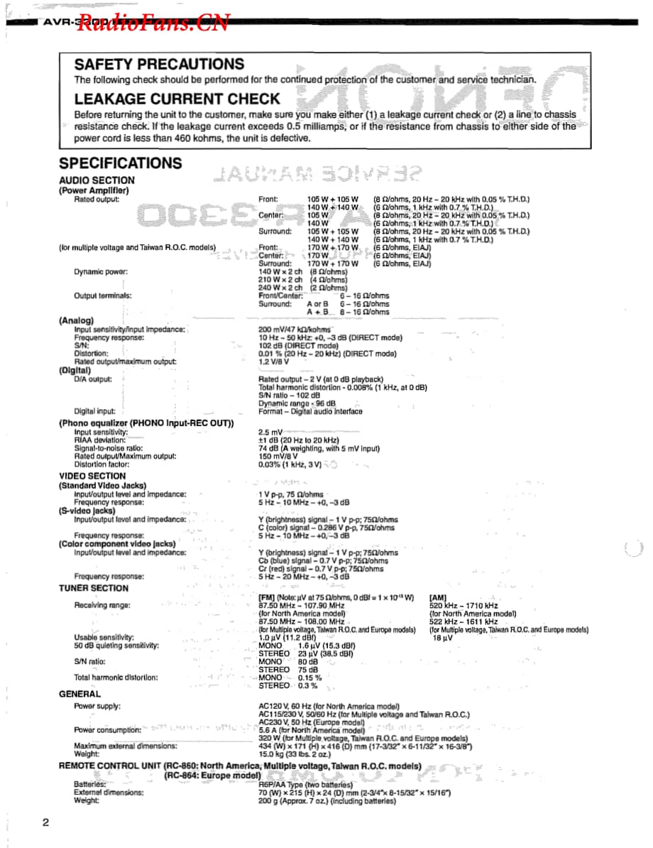 Denon-AVR3300-avr-sm维修电路图 手册.pdf_第2页