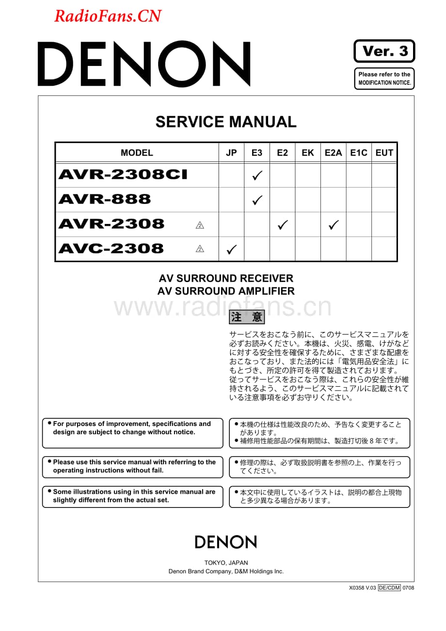 Denon-AVC2308CI-avr-sm维修电路图 手册.pdf_第1页