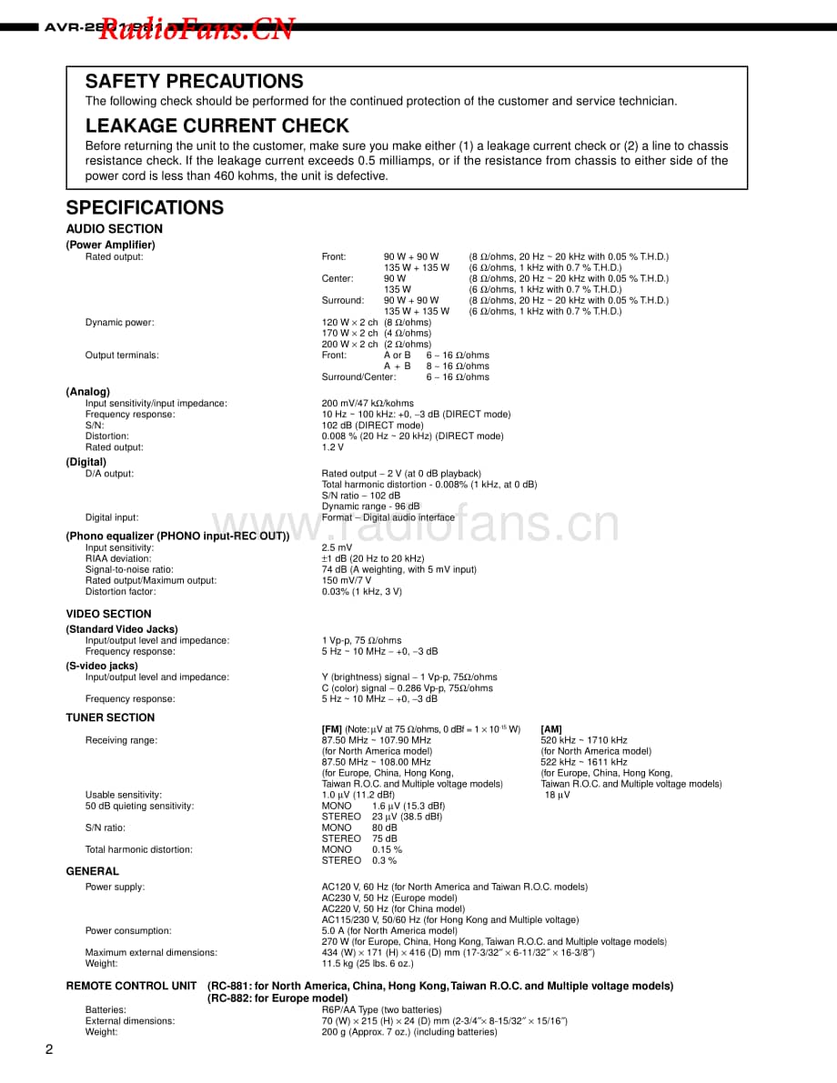 Denon-AVR2801-avr-sm维修电路图 手册.pdf_第2页