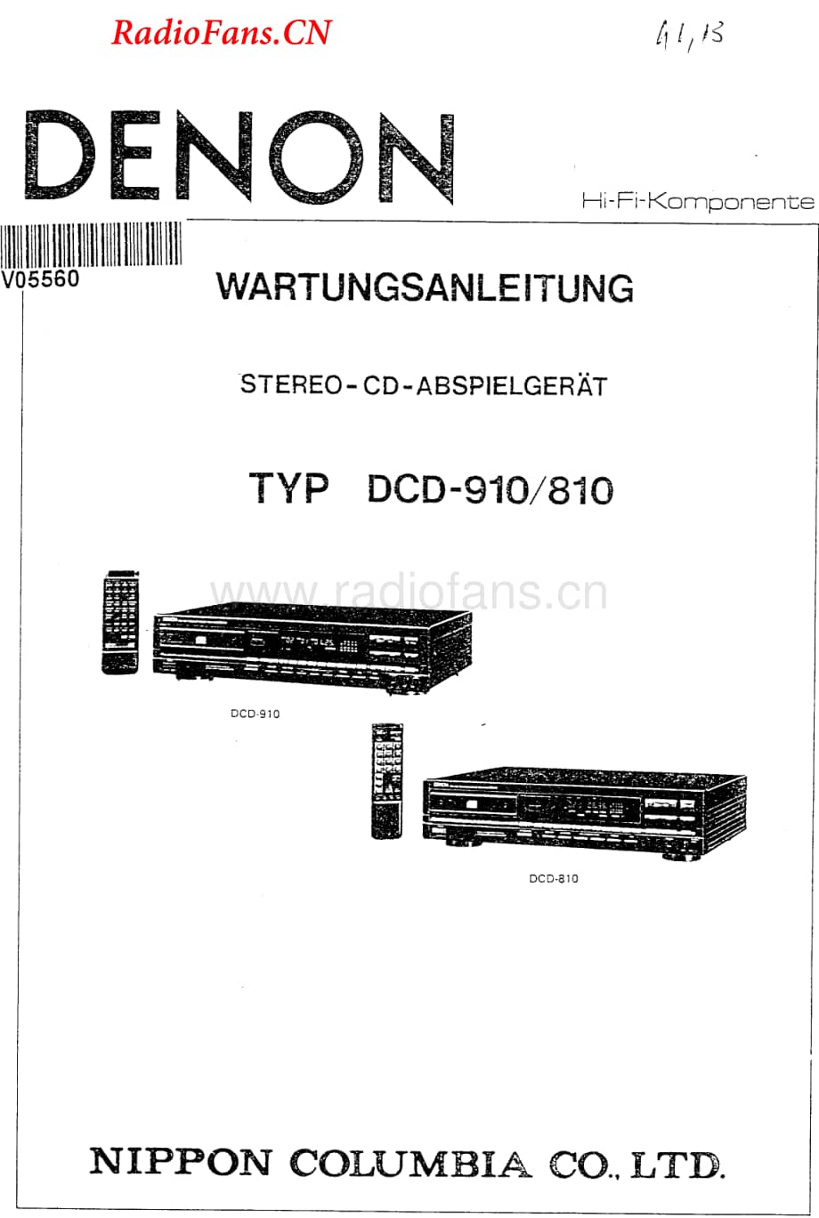 Denon-DCD910-cd-sm维修电路图 手册.pdf_第1页