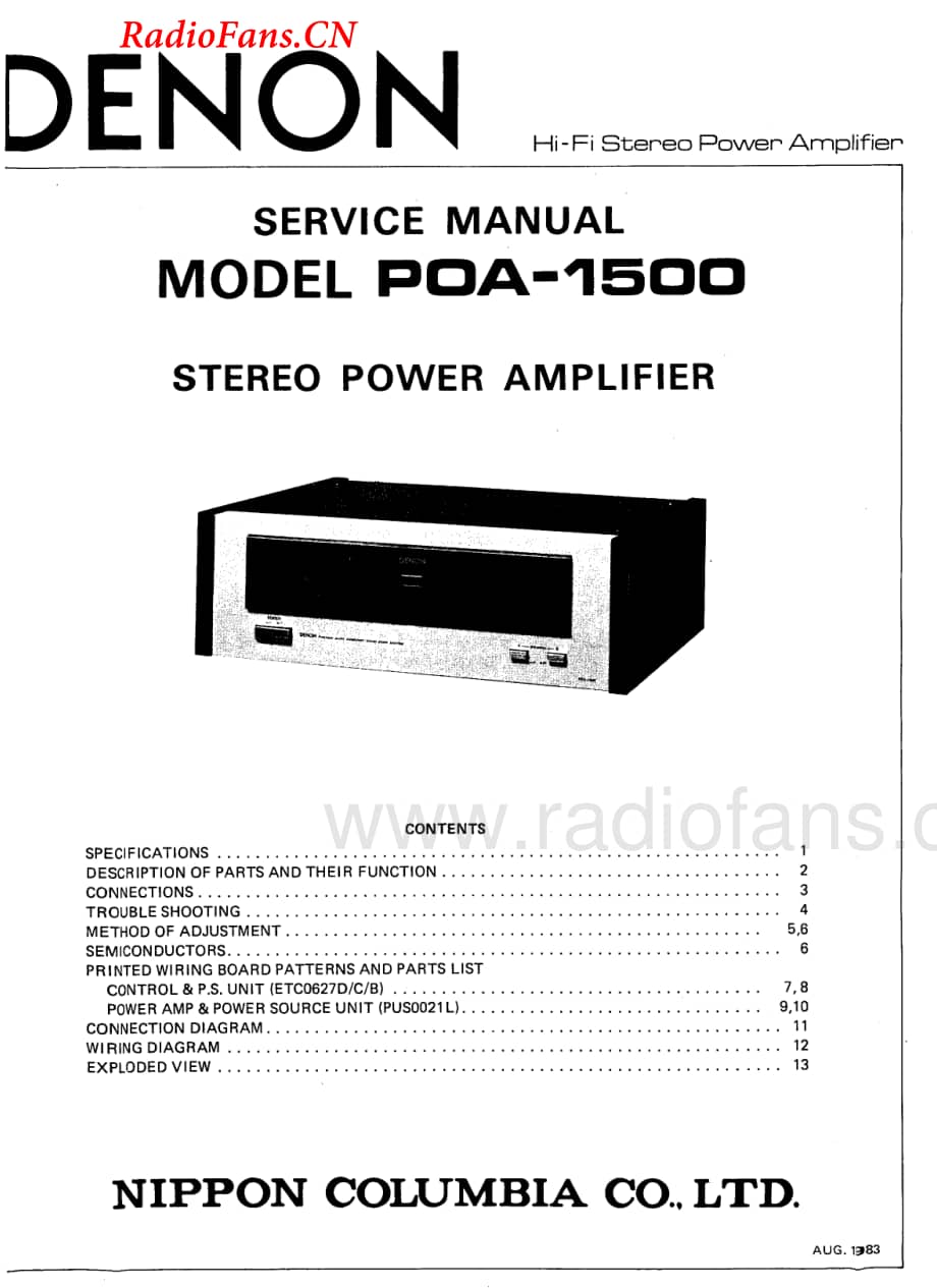 Denon-POA1500-pwr-sm维修电路图 手册.pdf_第1页