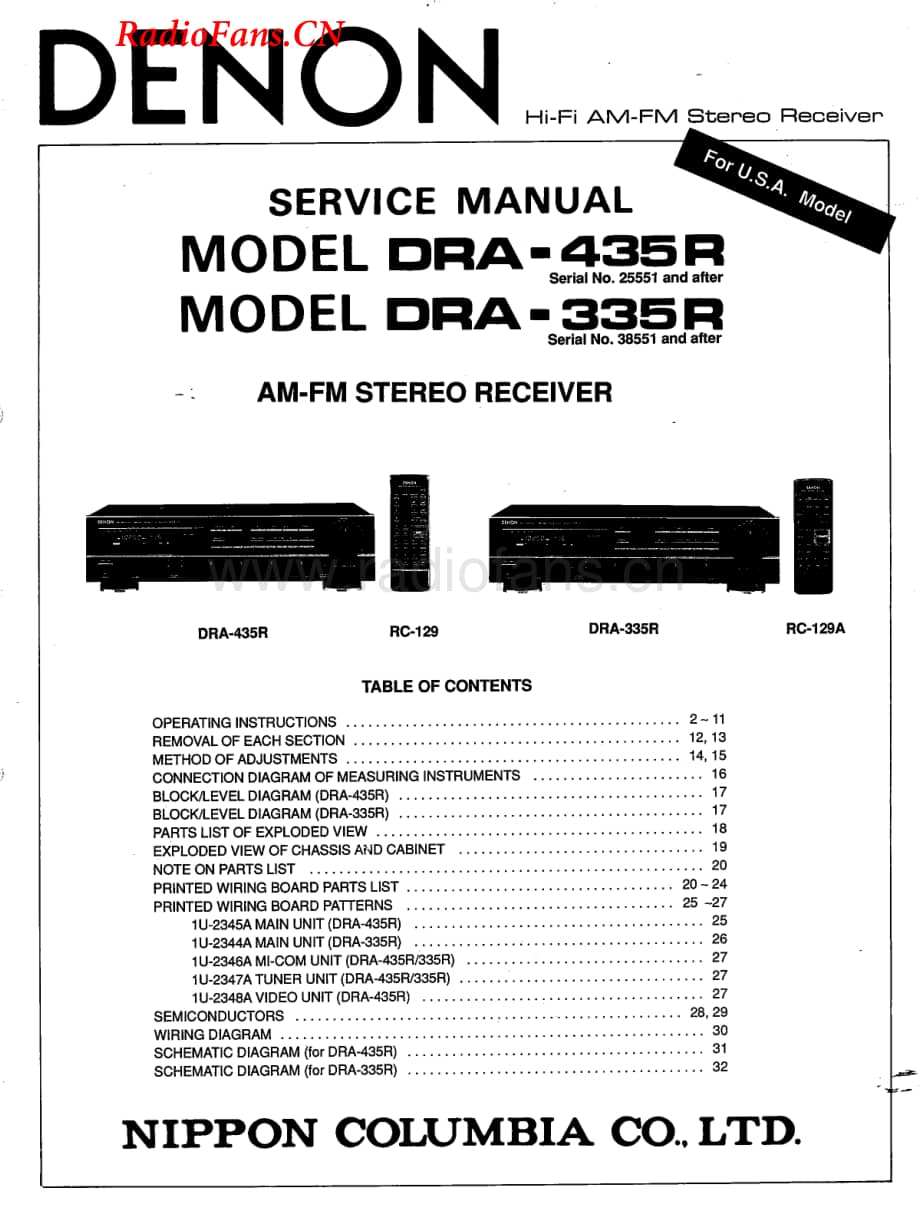 Denon-DRA335R-rec-sm维修电路图 手册.pdf_第1页