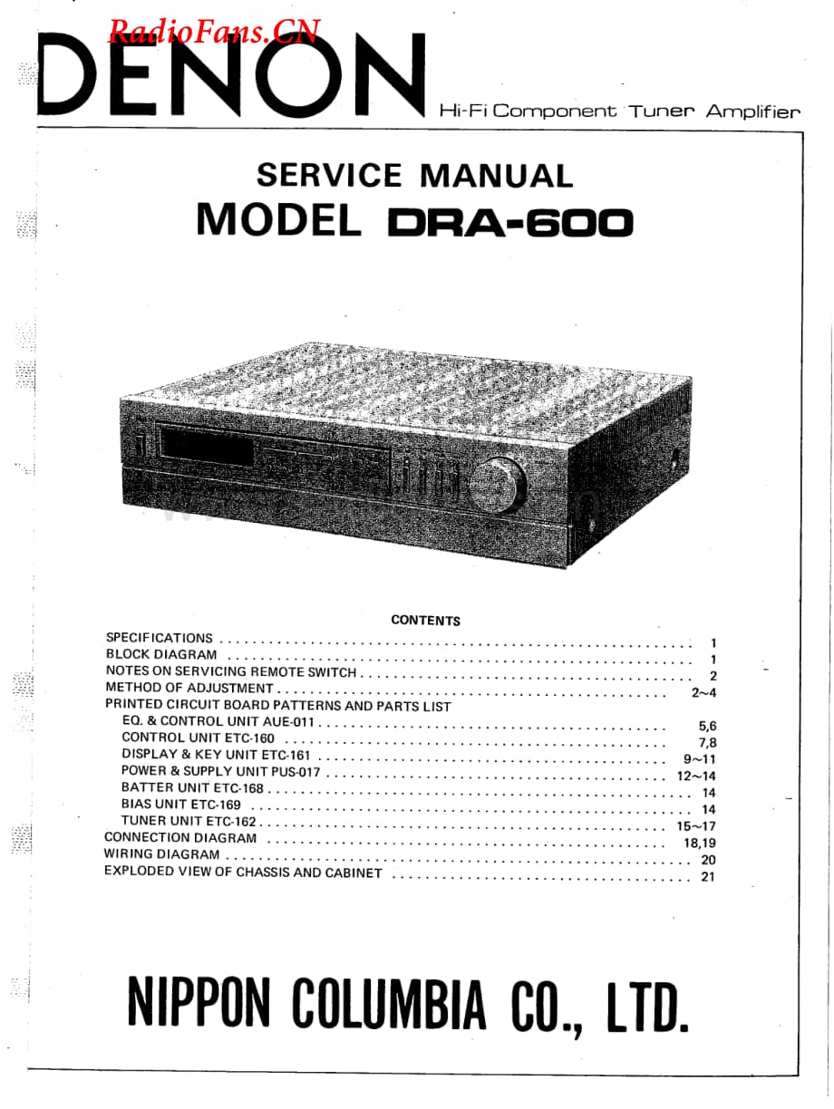 Denon-DRA600-rec-sm维修电路图 手册.pdf_第1页