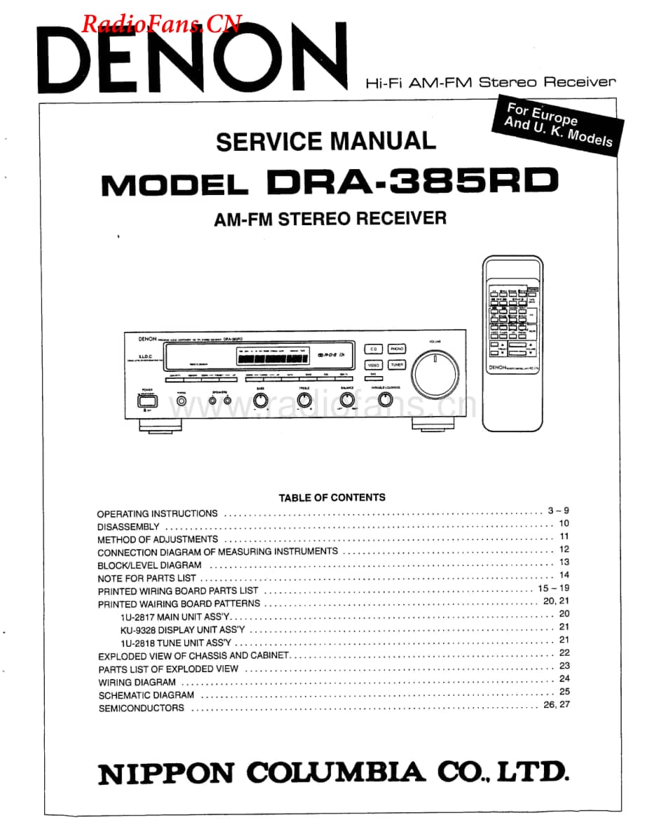 Denon-DRA385RD-rec-sm维修电路图 手册.pdf_第1页