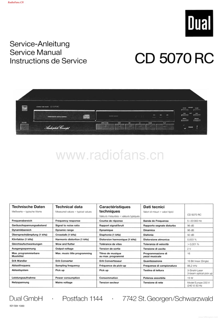 Dual-CD5070RC-cd-sm维修电路图 手册.pdf_第1页