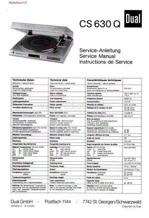 Dual-CS630Q-tt-sm维修电路图 手册.pdf