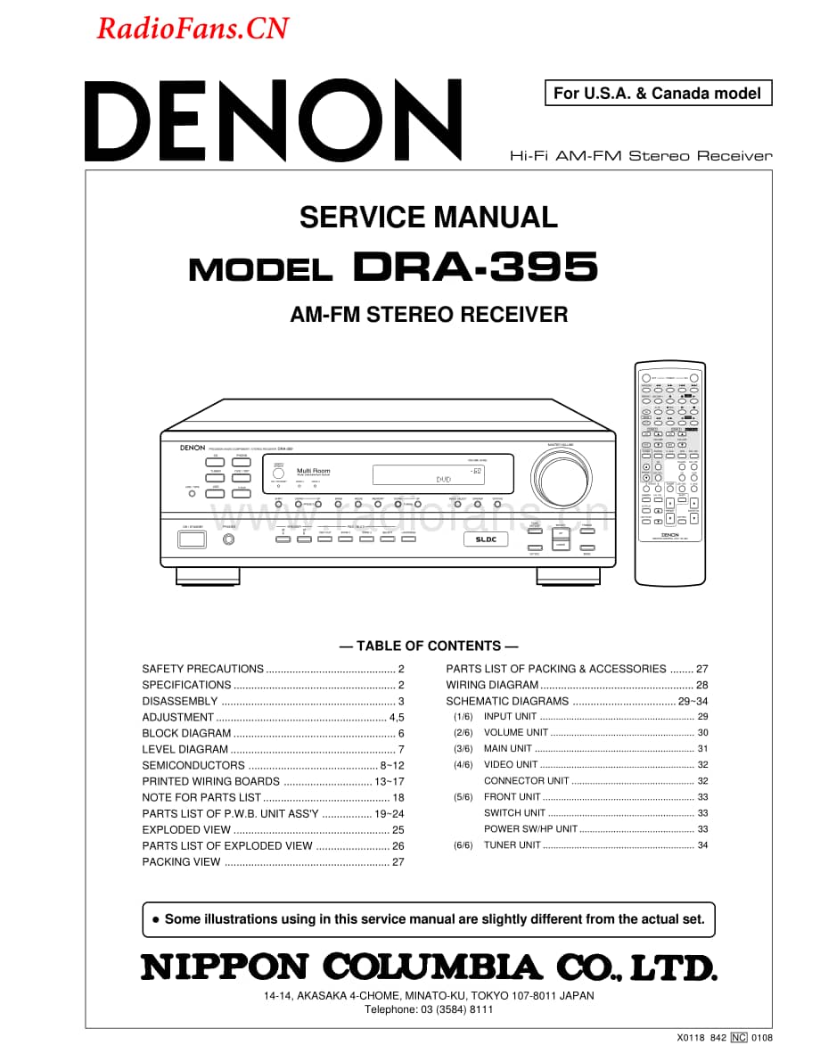 Denon-DRA395-rec-sm维修电路图 手册.pdf_第1页