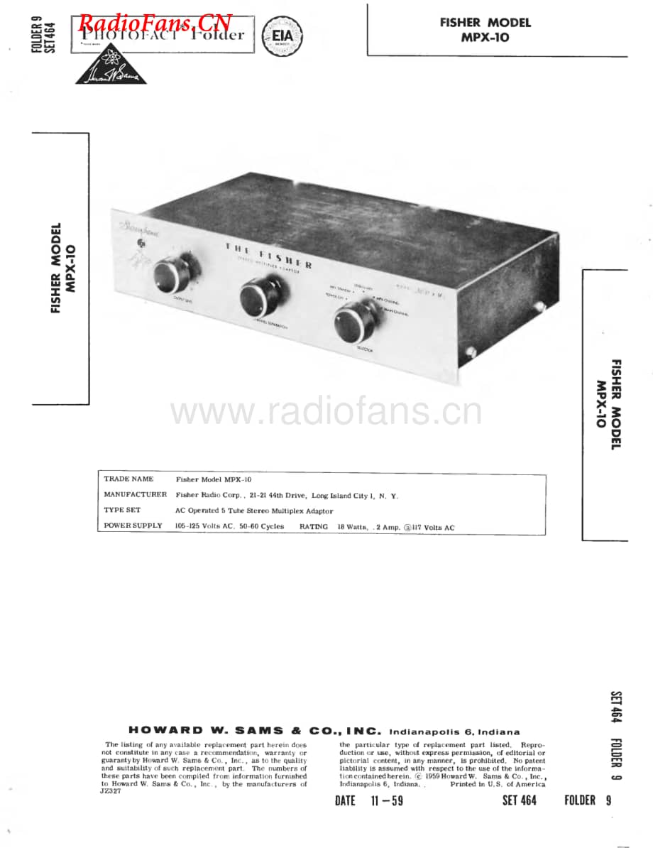 Fisher-MPX10-pre-sm维修电路图 手册.pdf_第1页