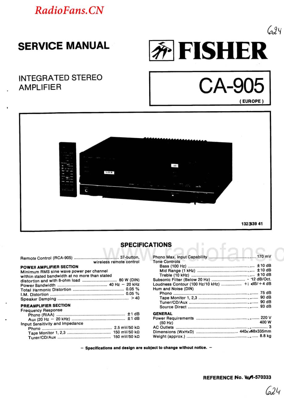 Fisher-CA905-int-sm维修电路图 手册.pdf_第1页