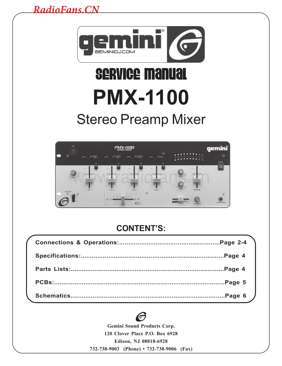 Gemini-PMX1100-mix-sm维修电路图 手册.pdf_第1页