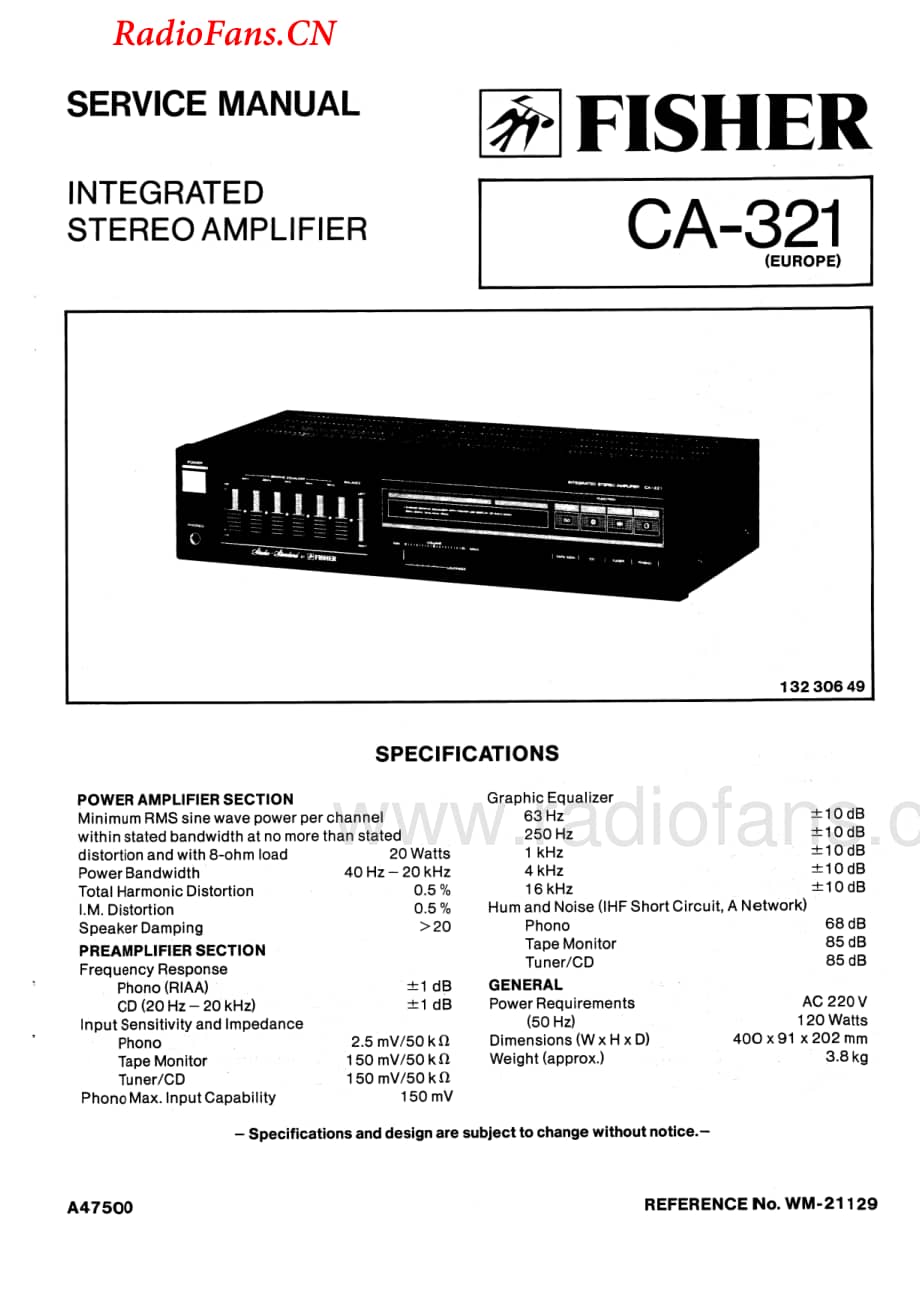 Fisher-CA321-int-sm维修电路图 手册.pdf_第1页