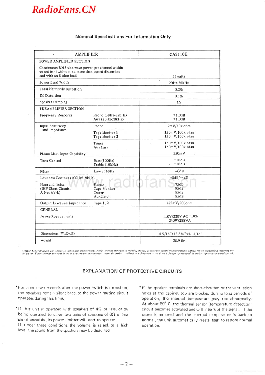 Fisher-CA2110E-int-sm维修电路图 手册.pdf_第2页