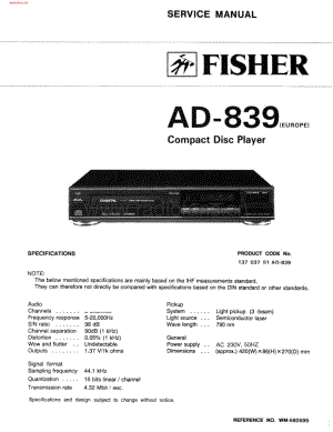 Fisher-AD839-cd-sch维修电路图 手册.pdf