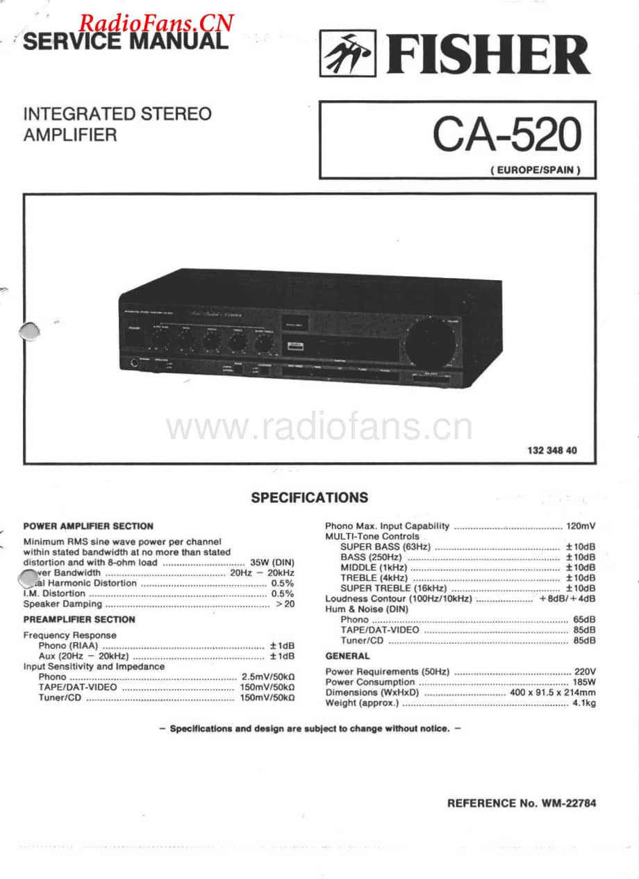 Fisher-CA520-int-sm维修电路图 手册.pdf_第1页