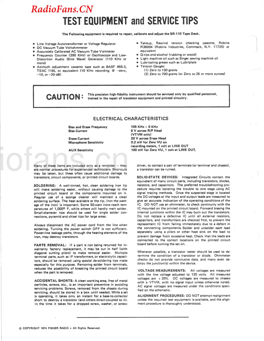 Fisher-SR110-tape-sm维修电路图 手册.pdf_第2页