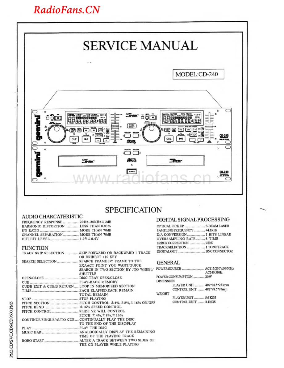 Gemini-CD240-cd-sm维修电路图 手册.pdf_第1页