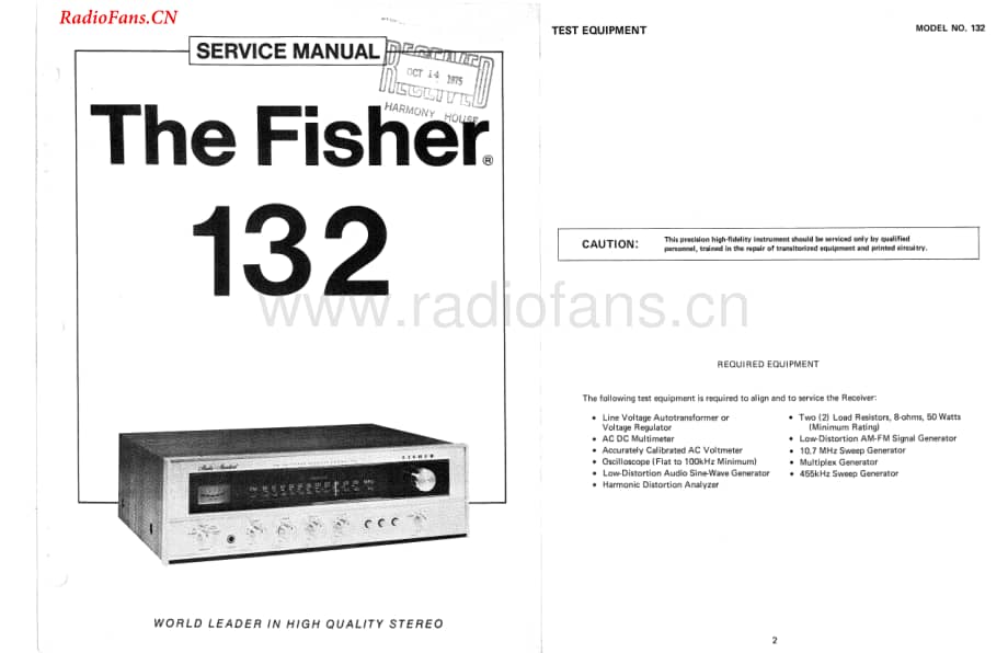 Fisher-132-rec-sm维修电路图 手册.pdf_第1页