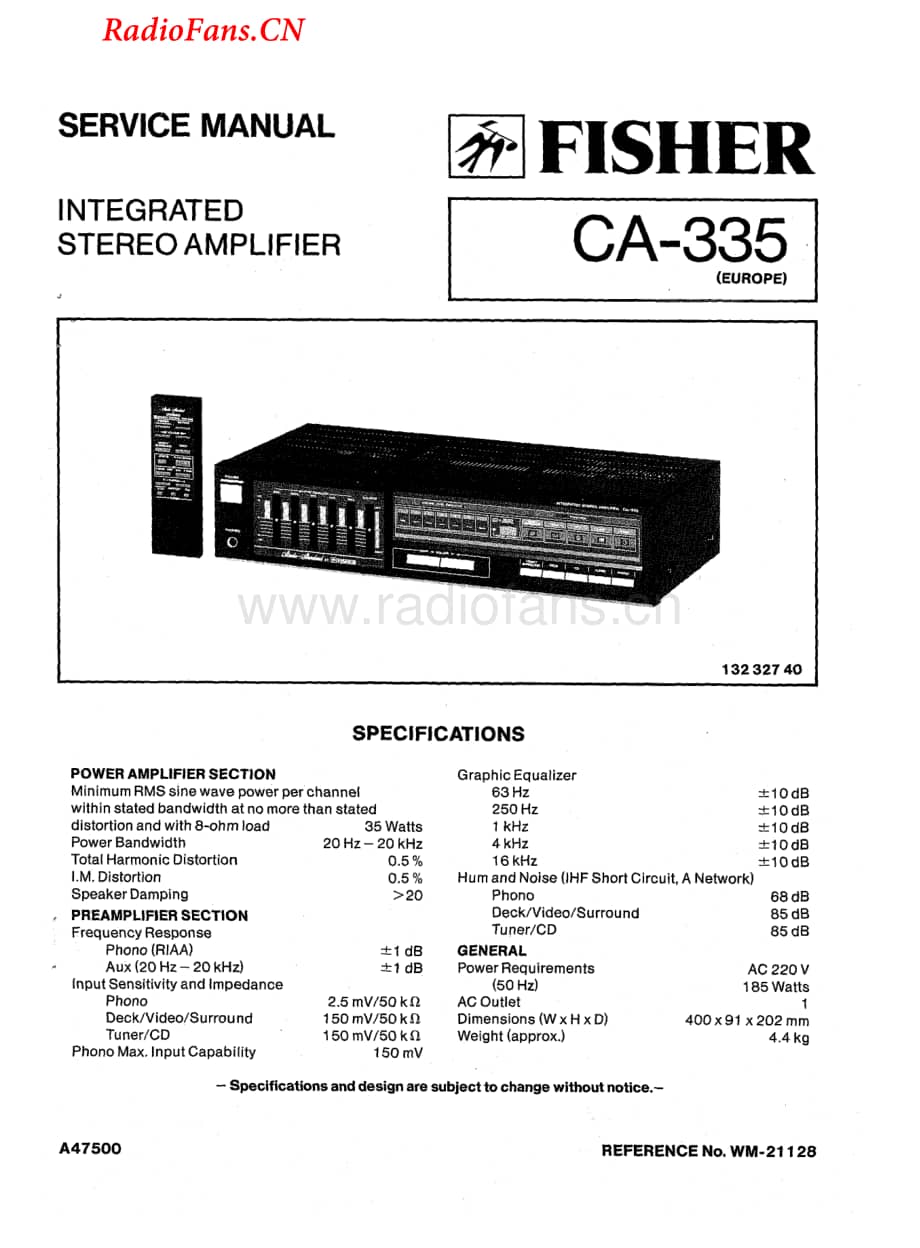 Fisher-CA335-int-sm维修电路图 手册.pdf_第1页