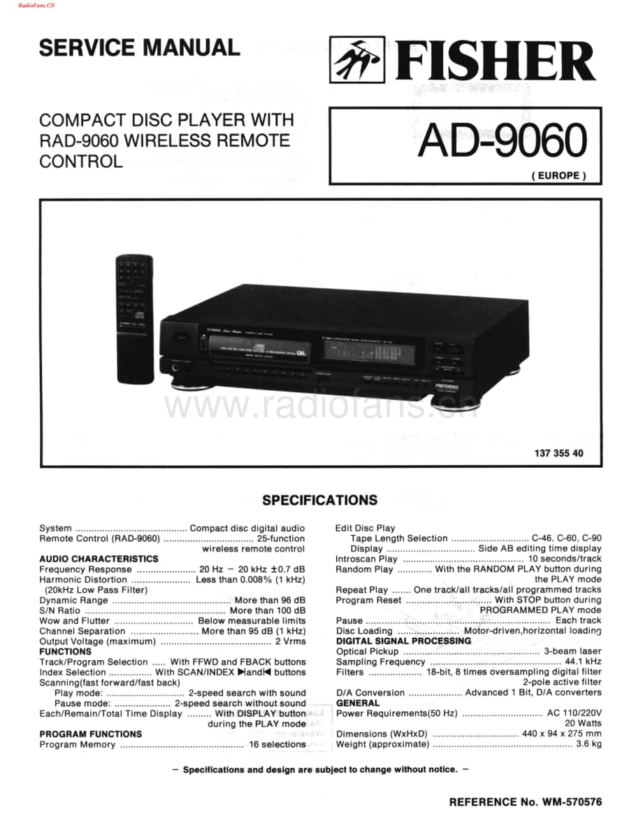 Fisher-AD9060-cd-sm维修电路图 手册.pdf_第1页