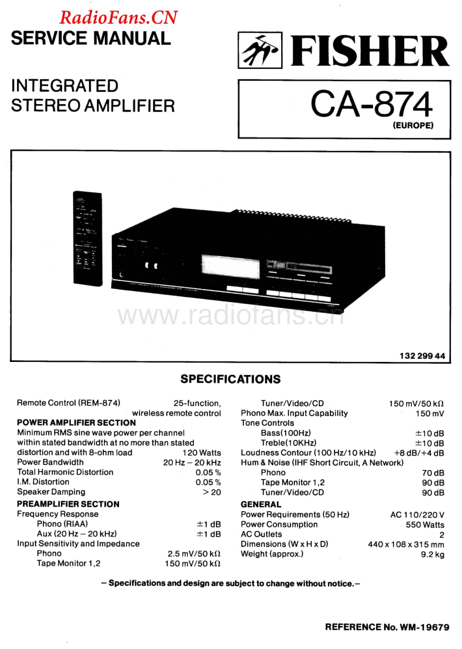 Fisher-CA874-int-sm维修电路图 手册.pdf_第1页