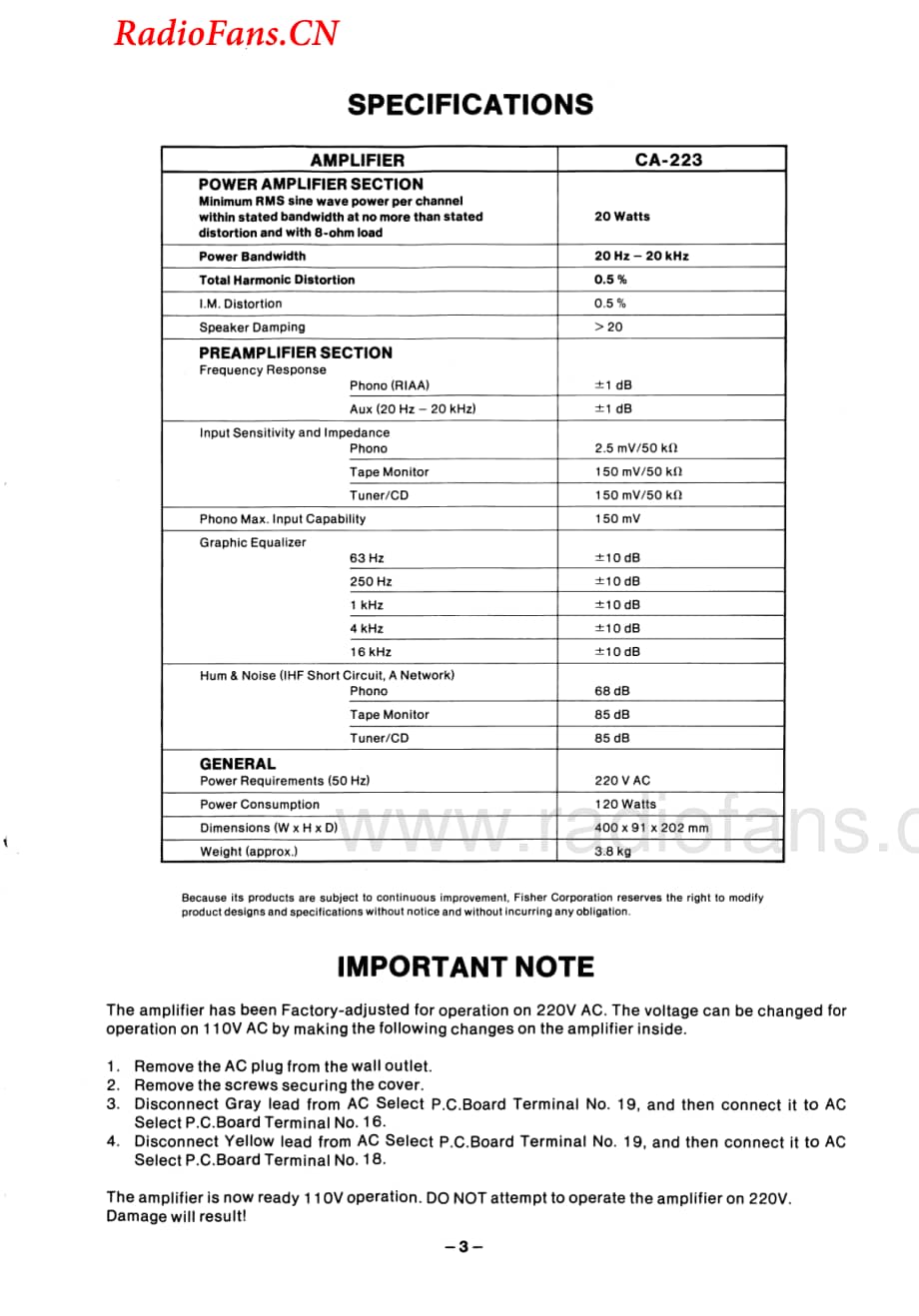 Fisher-CA223-int-sm维修电路图 手册.pdf_第3页