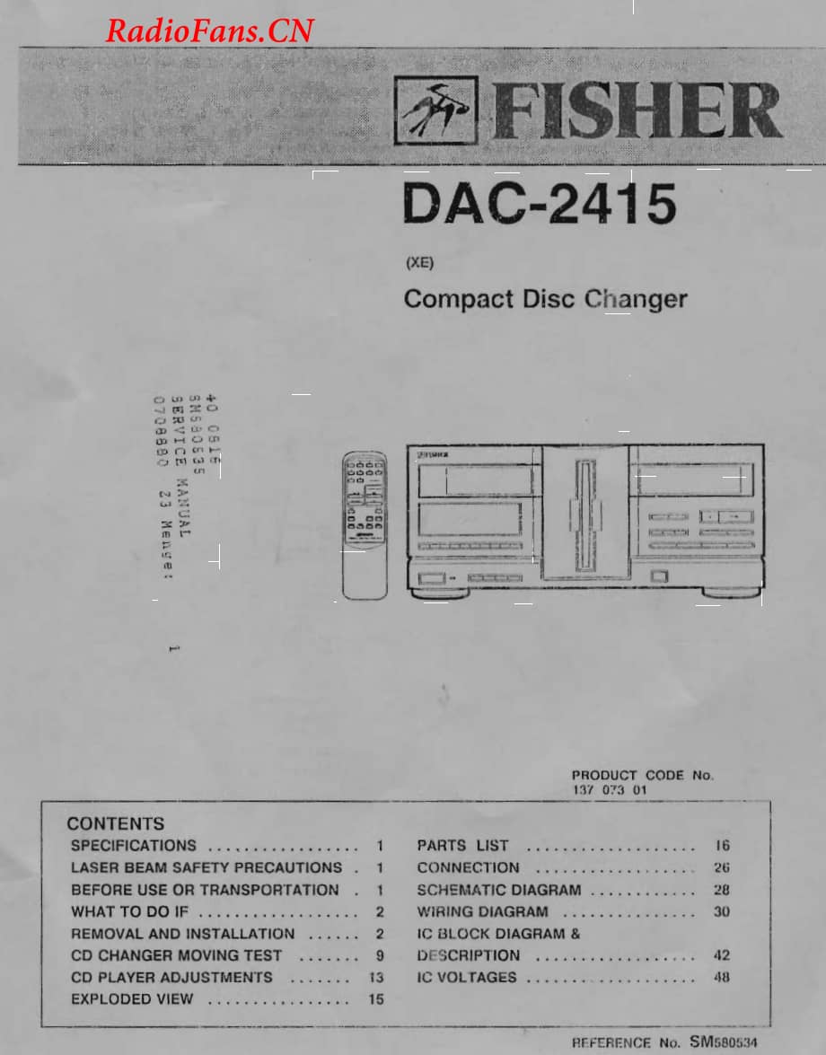 Fisher-DAC2415-cd-sm维修电路图 手册.pdf_第1页