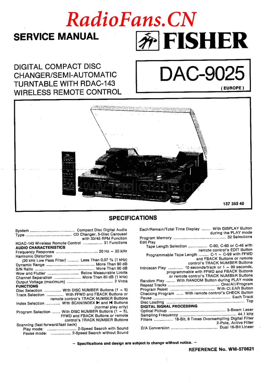 Fisher-DAC9025-cd-sm维修电路图 手册.pdf_第1页