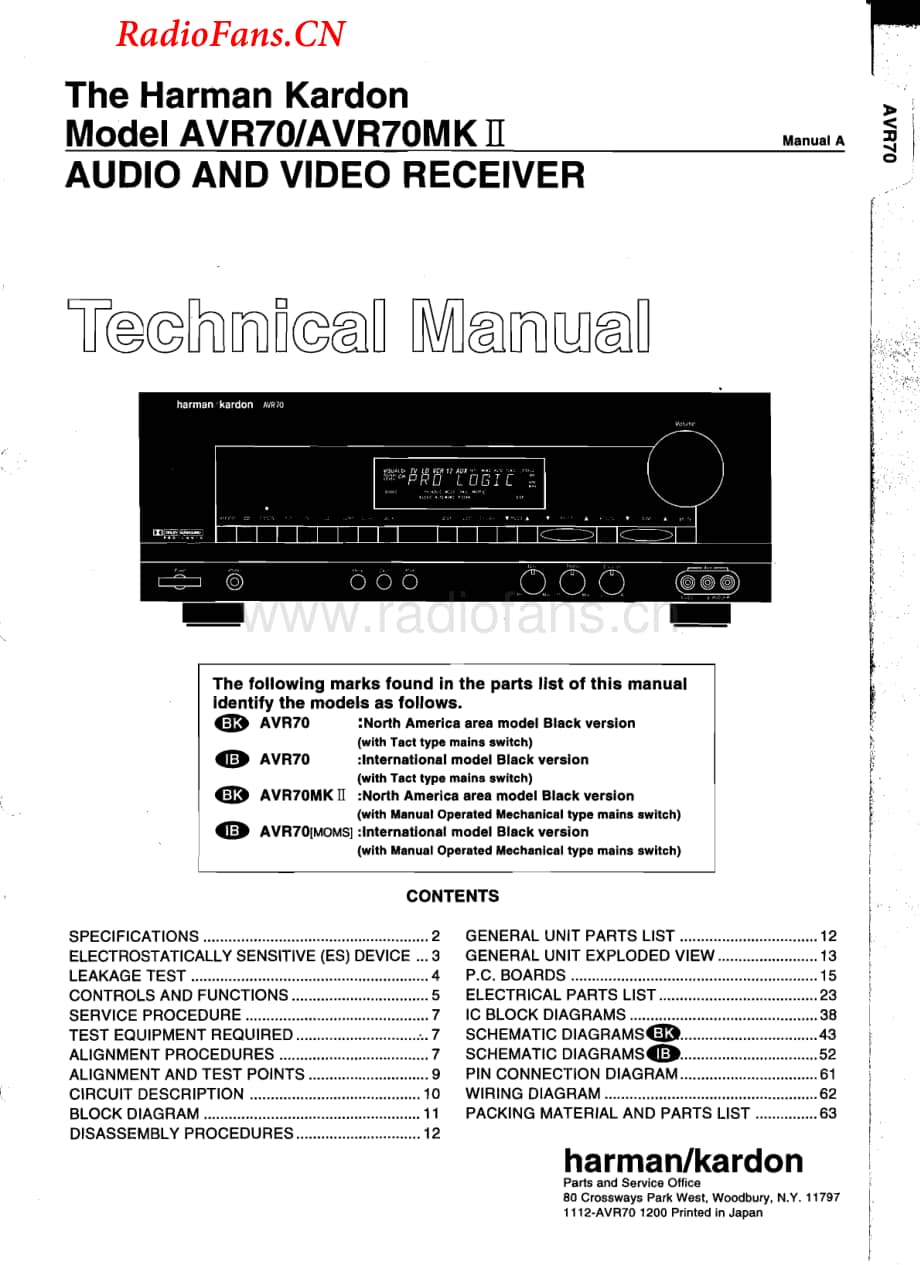 HarmanKardon-AVR70MKII-avr-sm1维修电路图 手册.pdf_第1页