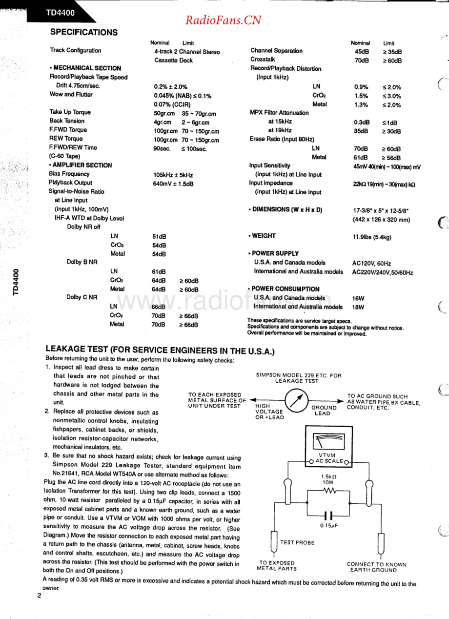 HarmanKardon-TD4400-tape-sm维修电路原理图.pdf_第2页